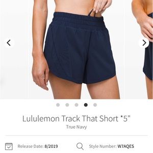 Lululemon Track That Short 5” Mid Rise Size 14 in True Navy